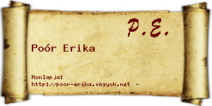 Poór Erika névjegykártya